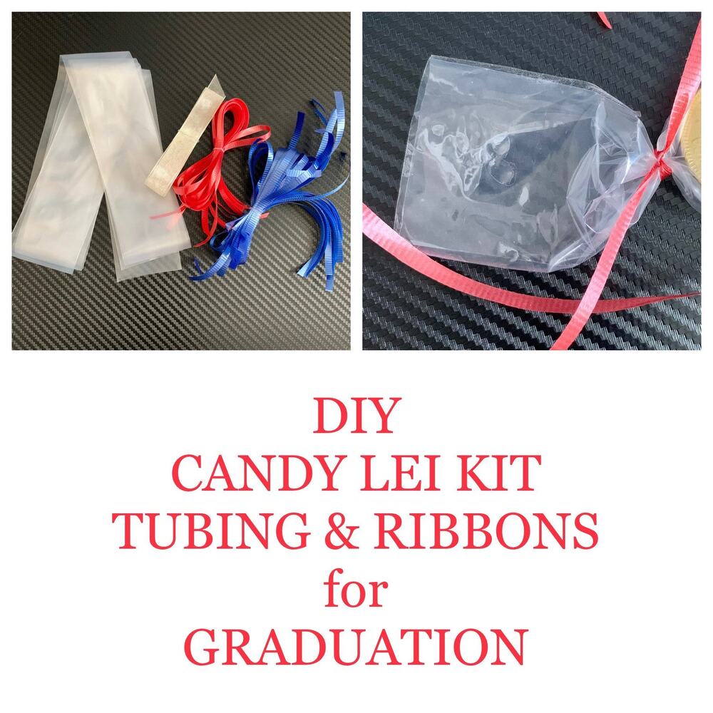 6 Sets DIY CANDY LEI Kit - 5 ft Tubing and 2 Color Ribbons
